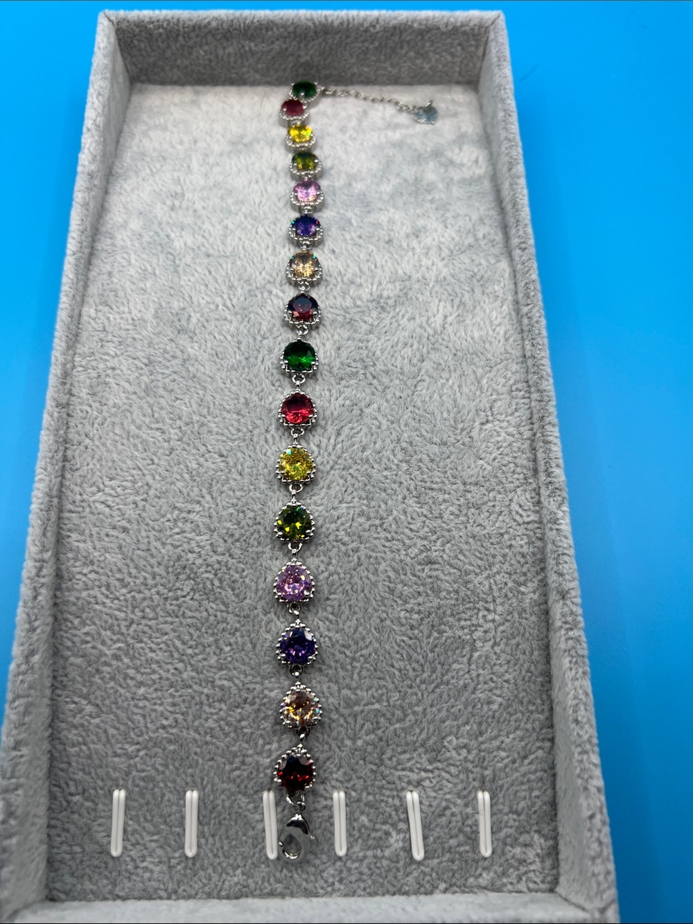 Women's Multi-Color Crystal Tennis Bracelet - Silver Tone